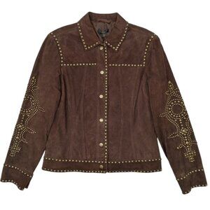 Reba Women's Size S Dark Brown Country Sunset Western Studded Suede Jacket